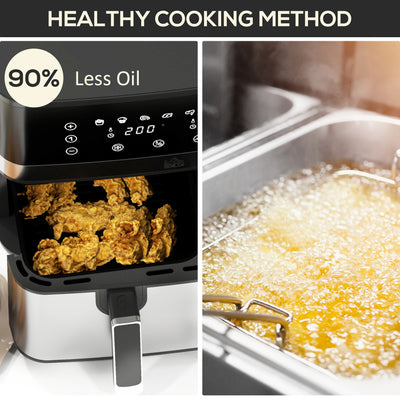 HOMCOM 8.5L Dual Basket Air Fryer, with Sync and Multi-Menu Cooking 