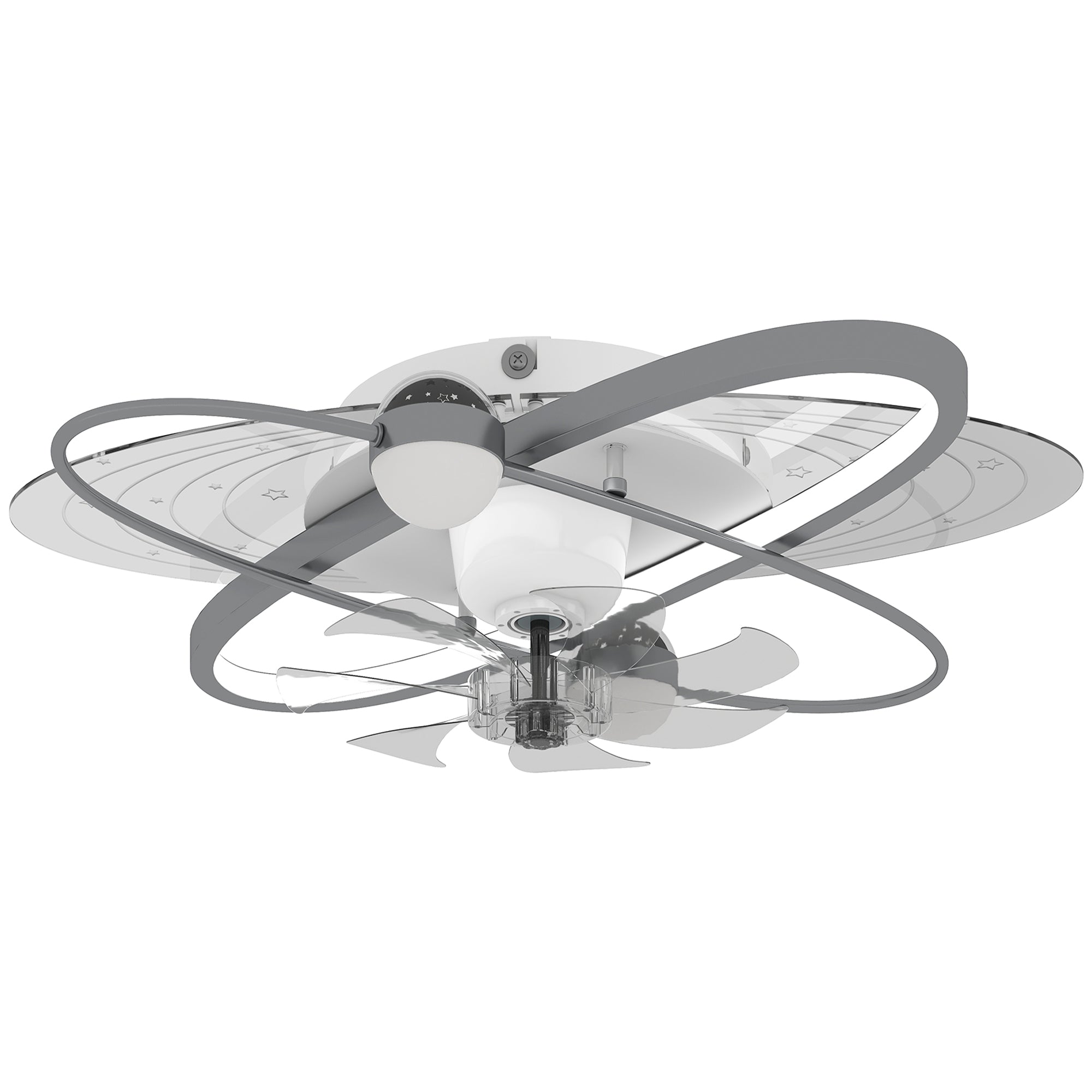 HOMCOM Ceiling Fan with Light and Remote, 3 Colour Temperatures, LED Mount Ceiling Fan Light for Bedroom, Silver Tone 