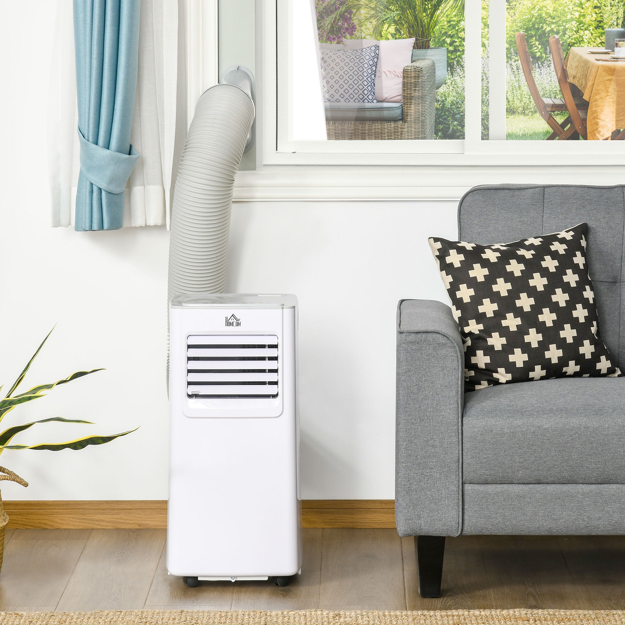 HOMCOM 7000 BTU Air Conditioning Unit, 3-in-1 Portable Air Conditioner, Dehumidifier, Cooling Fan with 2 Speeds, 24H Timer, Remote Control, LED Display, Window Venting Kit, 15m\'c2\'b2