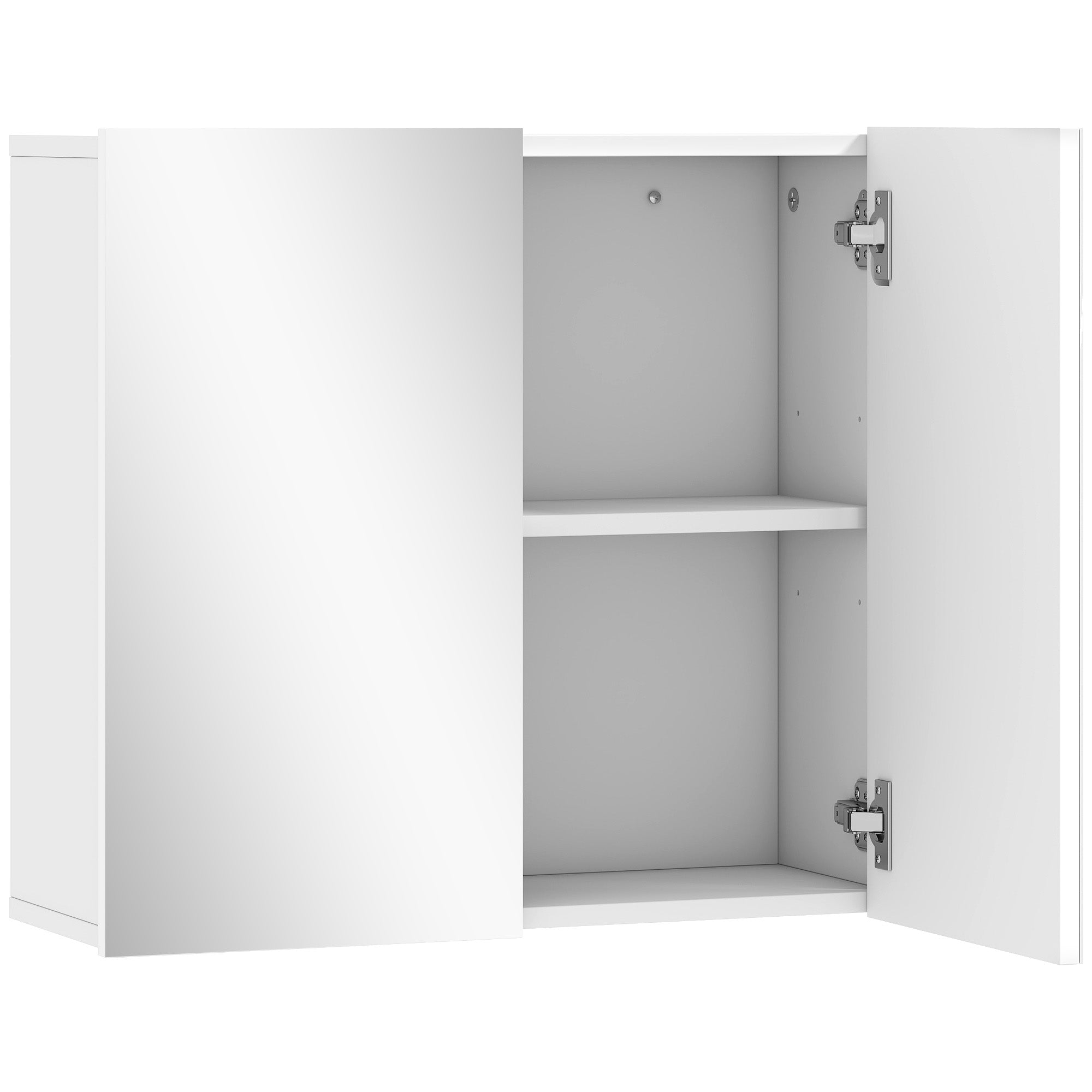 HOMCOM Double-Door Bathroom Mirror Cabinet - White 