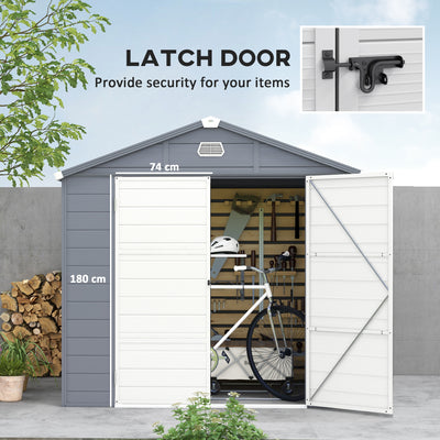 Outsunny 7.9ft x 6.2ft Aluminium Frame and Plastic Wall Shed, with Foundation - Grey 