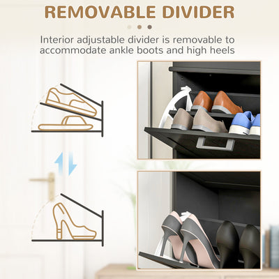 HOMCOM Two-Drawer Minimalistic 10-Shoe Cabinet - Black 