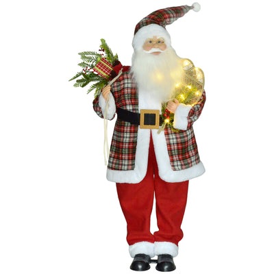 HOMCOM 4'3" Animated Santa Claus Figure, with Sound and Lights - Red/Green 