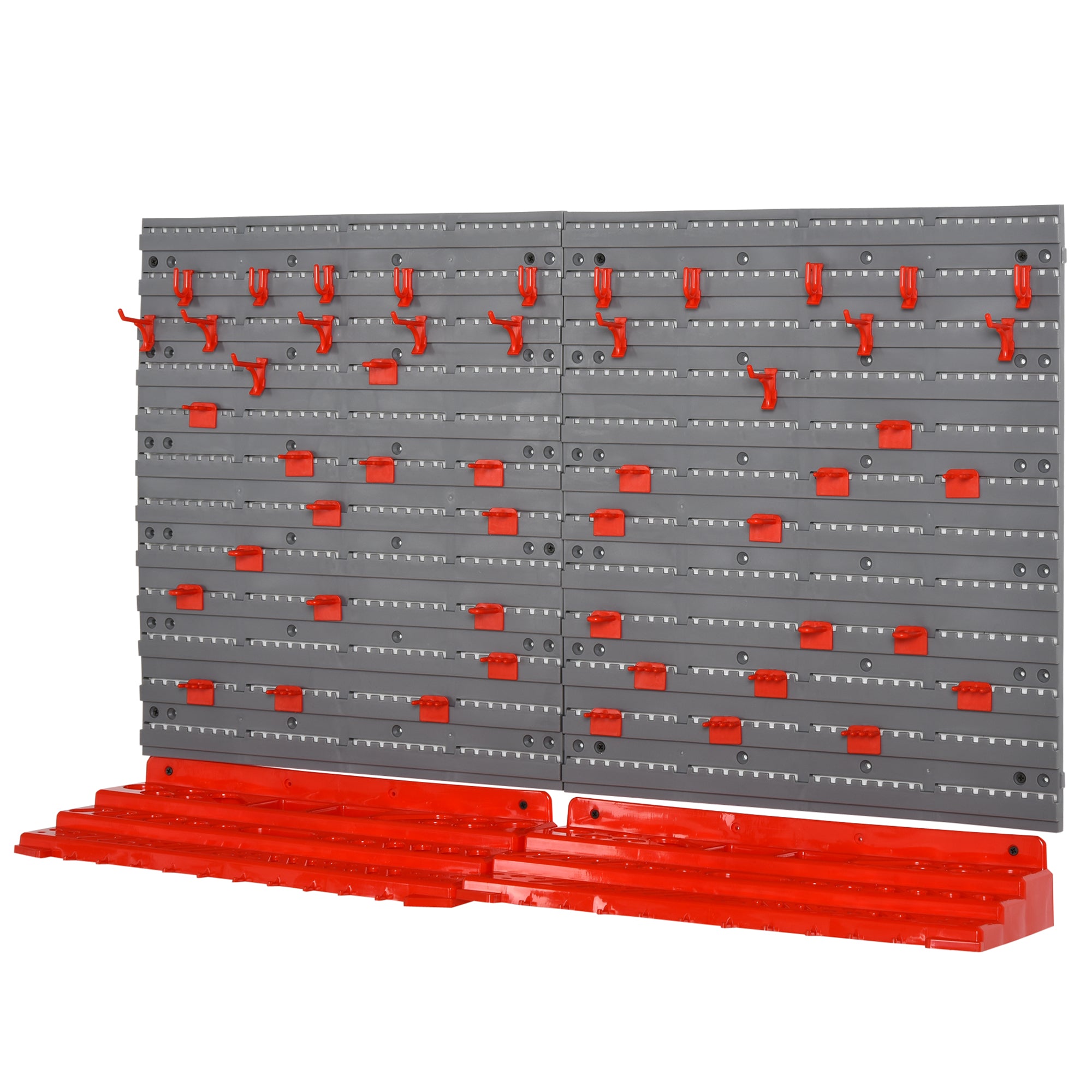 DURHAND 54 Pcs On-Wall Tool Equipment Holding Pegboard Home DIY Garage Organiser DIY w/ 50 Pegs 2 Shelves 