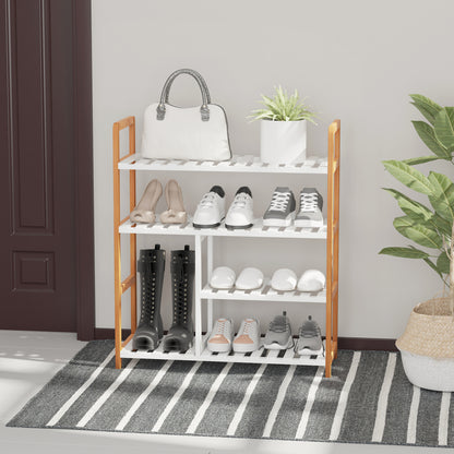 HOMCOM 4 Tier Shoe Racks Storage Stand Shelf Organizer Wood Frame 78 x 68 x 26 cm Hallway Furniture 