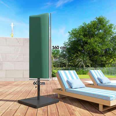 Outsunny Garden Parasol Cover, Outdoor Patio Umbrella Protector Weatherproof Garden Patio for 2-4.6m Parasol, Dark Green 