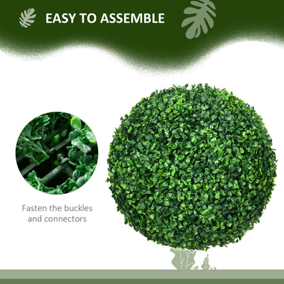 HOMCOM Set of Two Artificial Boxwood Balls Plants - Green 