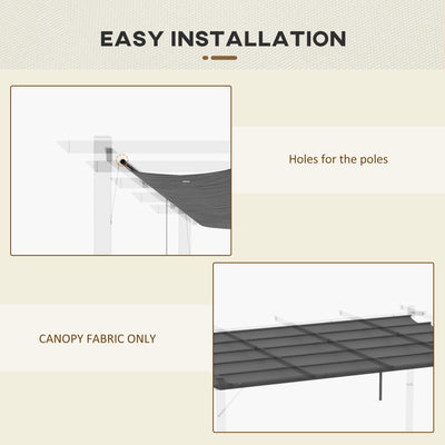 Outsunny Retractable Pergola Shade Cover, Replacement Canopy for 4 x 3 (m) Pergola, Retractable Roof, Dark Grey 