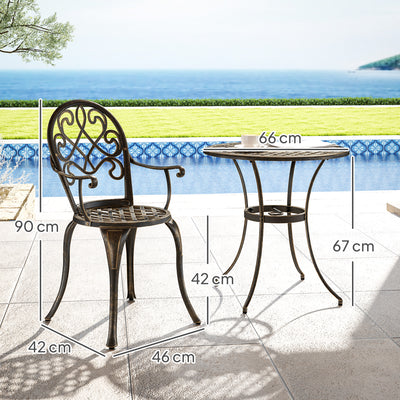 Outsunny Three-Piece Elegant Aluminium Garden Set - Bronze Tone 