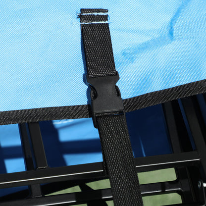 Outsunny 90L Folding Garden Trolley Cart Pull Along Wagon with Telescopic Handle for Beach Camping Festival - Blue 