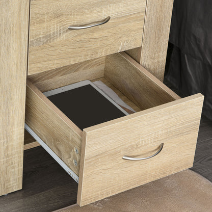 HOMCOM Bedside Table with 2 Drawers, Nightstand with Handles and Elevated Base, Side Table for Bedroom, Living Room, Brown 