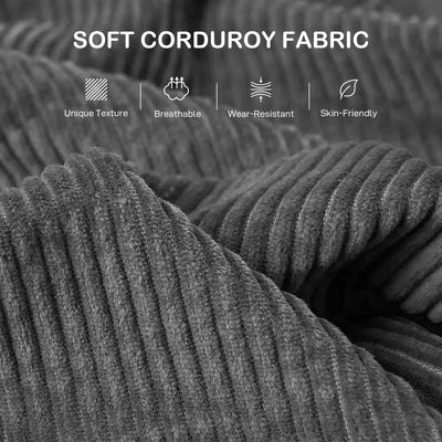 HOMCOM Modern 3 Seater Sofa with Spring Cushion, 212 cm Fabric Jumbo Cord Sofa Couch with 2 Scatter Cushions, Upholstered Corduroy Settee for Living Room, Bedroom, Home Office, Grey 
