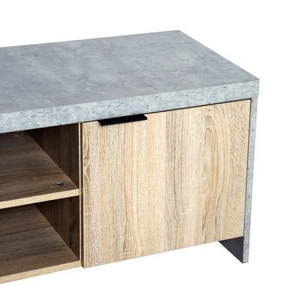 HOMCOM TV Stand for TV up to 55", 2 Doors TV Cabinet with Open Shelves, TV Unit TV Table for Living Room Bedroom Entertainment Room, 120L x 40W x 44H, Grey 