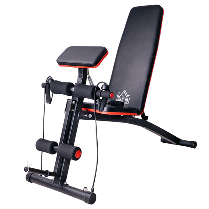HOMCOM Foldable Weight Bench, Adjustable Strength Training Sit Up Ab Bench, Incline/Decline, Red 