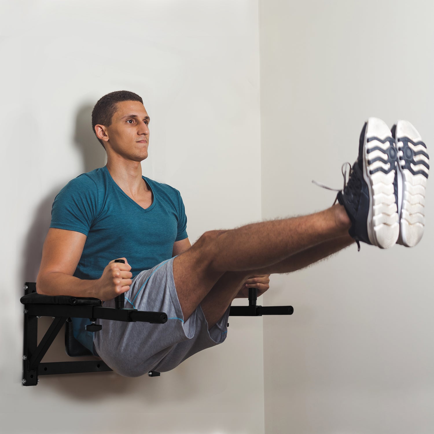 HOMCOM Wall Mounted Dip Station Knee Leg Raise Chin Up Pull Up Rack Home Gym Fitness Exercise Workout Bars New 