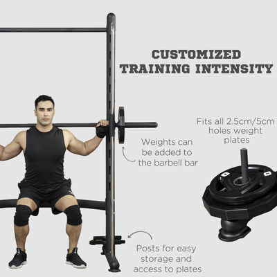 HOMCOM Adjustable Squat Rack, with Pull Up Bar, Barbell Bar for Home Gym 