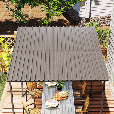 Outsunny Set of 12 Corrugated Steel Roof Sheet Panels - Grey Wood Effect 