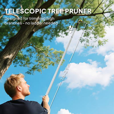 Outsunny 1.8-2.9 m Extendable Tree Pruner, Tree Lopper Long Reach Telescopic with Extendable Handle & 40 cm Saw, Lightweight Manual Pole Saw for High Branches Trimming 