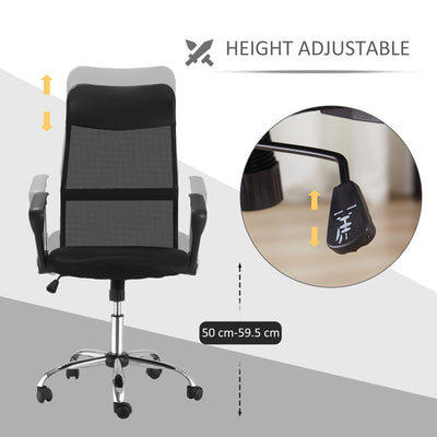 HOMCOM Ergonomic Office Chair Mesh Chair with Adjustable Height Tilt Function Black 
