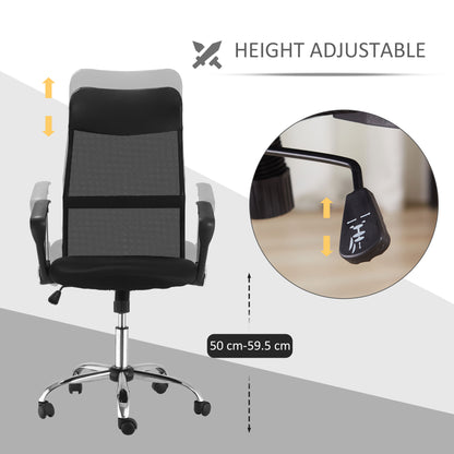 HOMCOM Ergonomic Office Chair Mesh Chair with Adjustable Height Tilt Function Black 