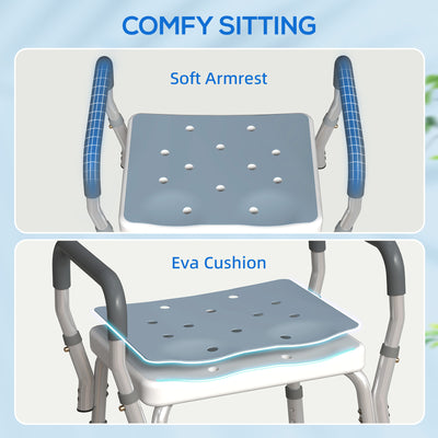HOMCOM 57-69cm Aluminium Frame Bath Seat - Light Blue 
