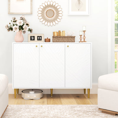 HOMCOM Elegant Two-Cupboard Sideboard - White/Gold-Tone 