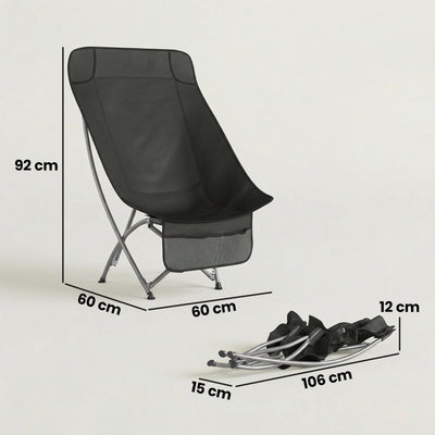 Outsunny Camping Chair for Adults Heavy Duty Folding Camp Chair with Side Pocket and Carry Bag Black 