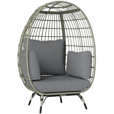Outsunny Rattan Egg Chair with Cushions and Pillows, Charcoal Grey 
