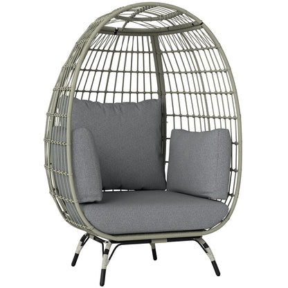 Outsunny Rattan Egg Chair with Cushions and Pillows, Charcoal Grey 