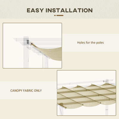 Outsunny Retractable Pergola Shade Cover, Replacement Canopy for 4 x 3 (m) Pergola, Retractable Roof, Beige 