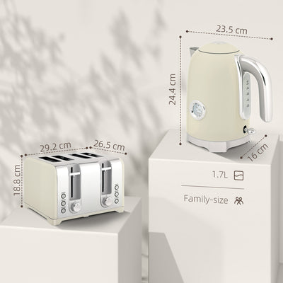 HOMCOM Retro 3000W Kettle and Toaster Set - Grey 