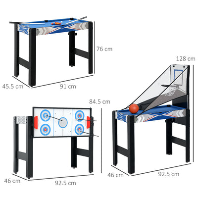 SPORTNOW 5 in 1 Multi Games Table Combo Sports Game Table for Kids, Mini Pool Table, Table Tennis Table, Hockey Table, Basketball Arcade Game, Bow and Arrow, Blue 