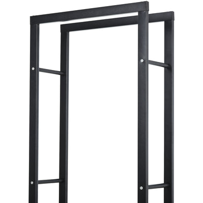 HOMCOM Metal Firewood Log Holder Tall Firewood Rack Indoor Outdoor Fireplace Wood Storage Shelf with Side Rails, Rust-Resistant, Black, 40W x 25D x 150H cm 