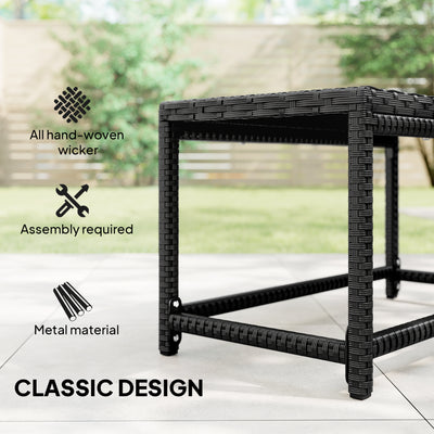 Outsunny Outdoor Coffee Table Side Table with Rectangular Frame for Patio, Balcony, Black 