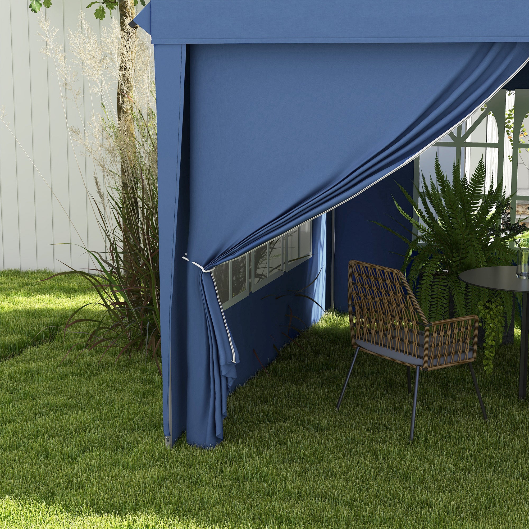 Outsunny 3 x 6m Pop-Up Gazebo, with Curtain Walls and Windows - Blue 