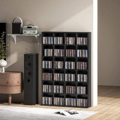 HOMCOM CD Storage Unit with Adjustable Shelves, 89 x 130.5 cm, Black 