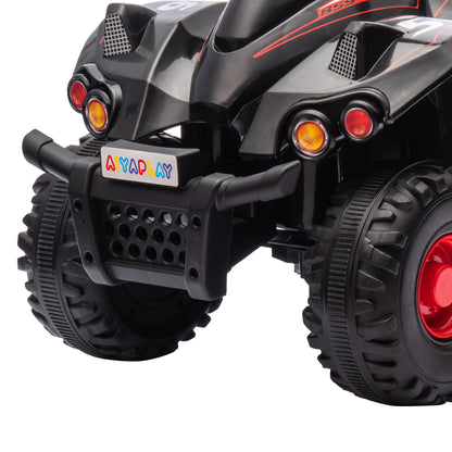 AIYAPLAY 6V Kids Electric Quad Bike w/ Music, Forward Function, for 2-6 Years, Black 