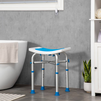 HOMCOM 44-51.5cm Aluminium Frame Shower/Bath Stool - Blue 