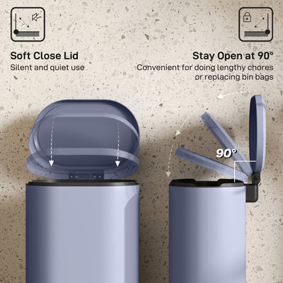 HOMCOM 30 L Modern Curved Kitchen Bin - Grey 