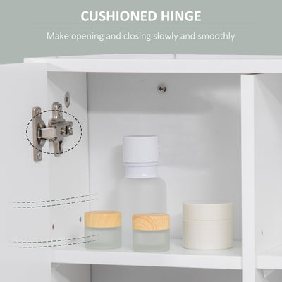 kleankin Bathroom Mirror Cabinet, Wall Mounted Storage Cupboard Organizer with Double Doors and Adjustable Shelf, White 