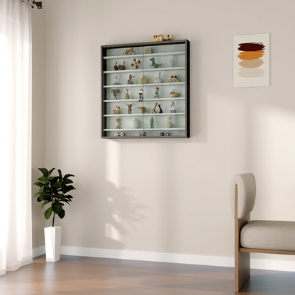 HOMCOM Six Shelf Display Cabinet, with Glass Doors - Black and White 