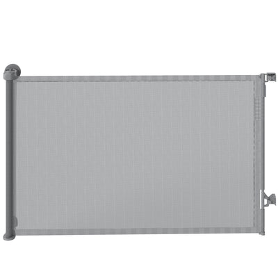 PawHut Retractable Dog Gate, Extends to 140 cm Wide & 93 cm Tall, Mesh Pet Gate with Single Hand Operation, for Stairs Doorways 