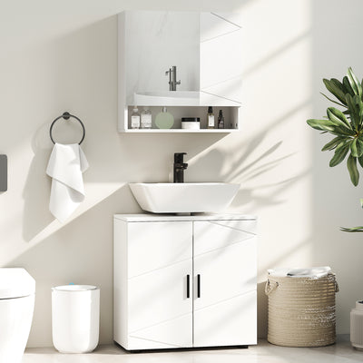 kleankin Under Sink Cabinet with Shelf - White 