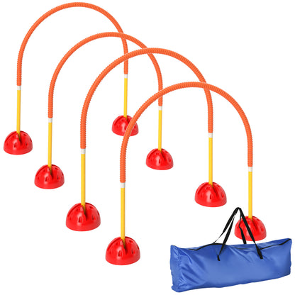 PawHut 4 Piece Dog Agility Training Equipment with 4 Adjustable Width Doors, Carry Bag, for Garden, Orange 
