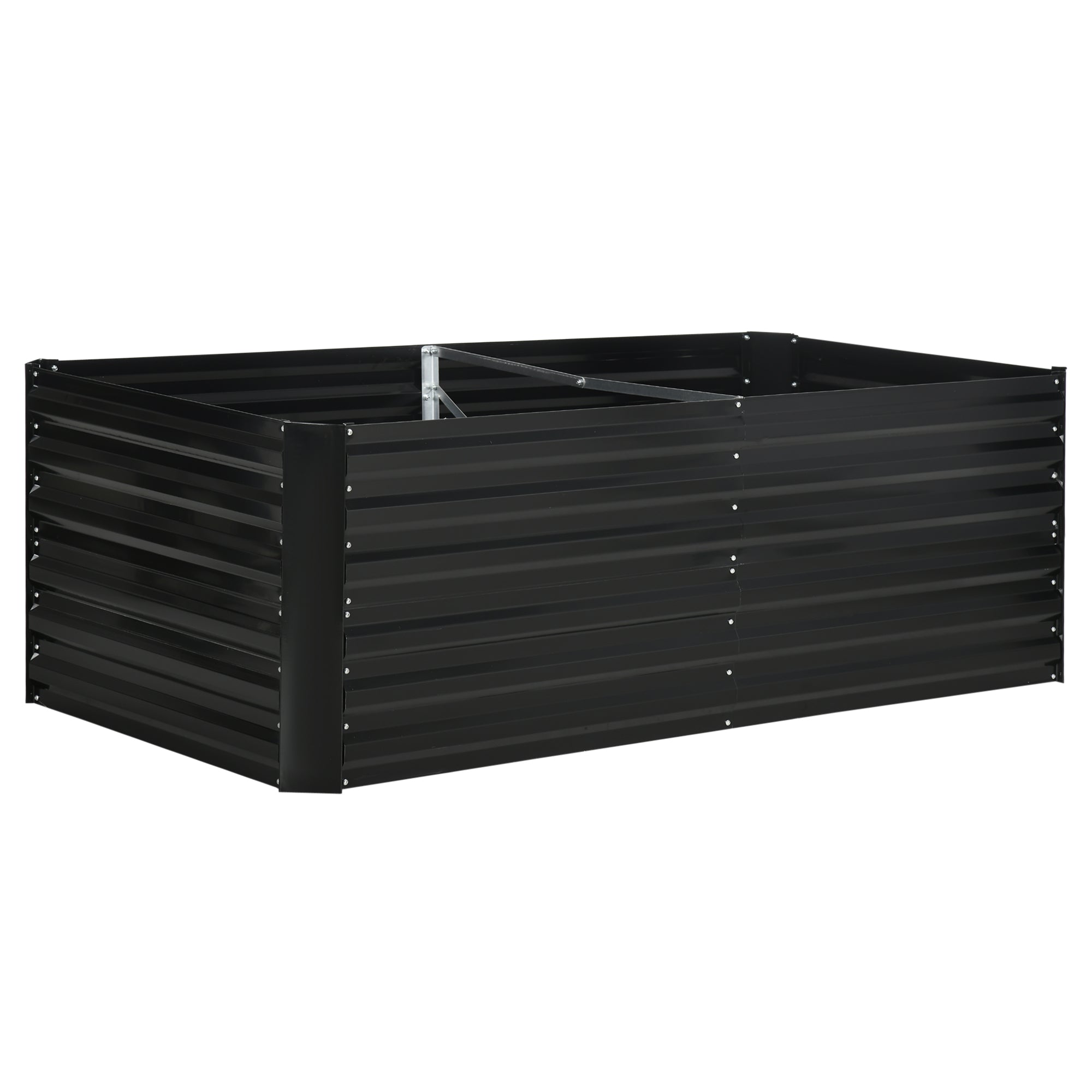 Outsunny Raised Beds for Garden, Galvanised Steel Outdoor Planters with Multi-reinforced Rods, 180 x 90 x 59 cm, Black 