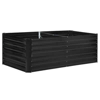 Outsunny Raised Beds for Garden, Galvanised Steel Outdoor Planters with Multi-reinforced Rods, 180 x 90 x 59 cm, Black 