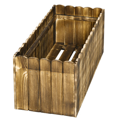 Outsunny 70L Raised Garden Bed, Wooden Rectangle Planter Box, Outdoor Herb Vegetable Flower Pot (80L x 33W x 30H cm) 