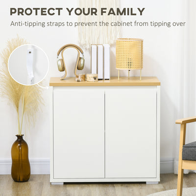 HOMCOM Kitchen Sideboard, Storage Cabinet with Double Doors and Adjustable Shelf for Living Room, Entryway, White 