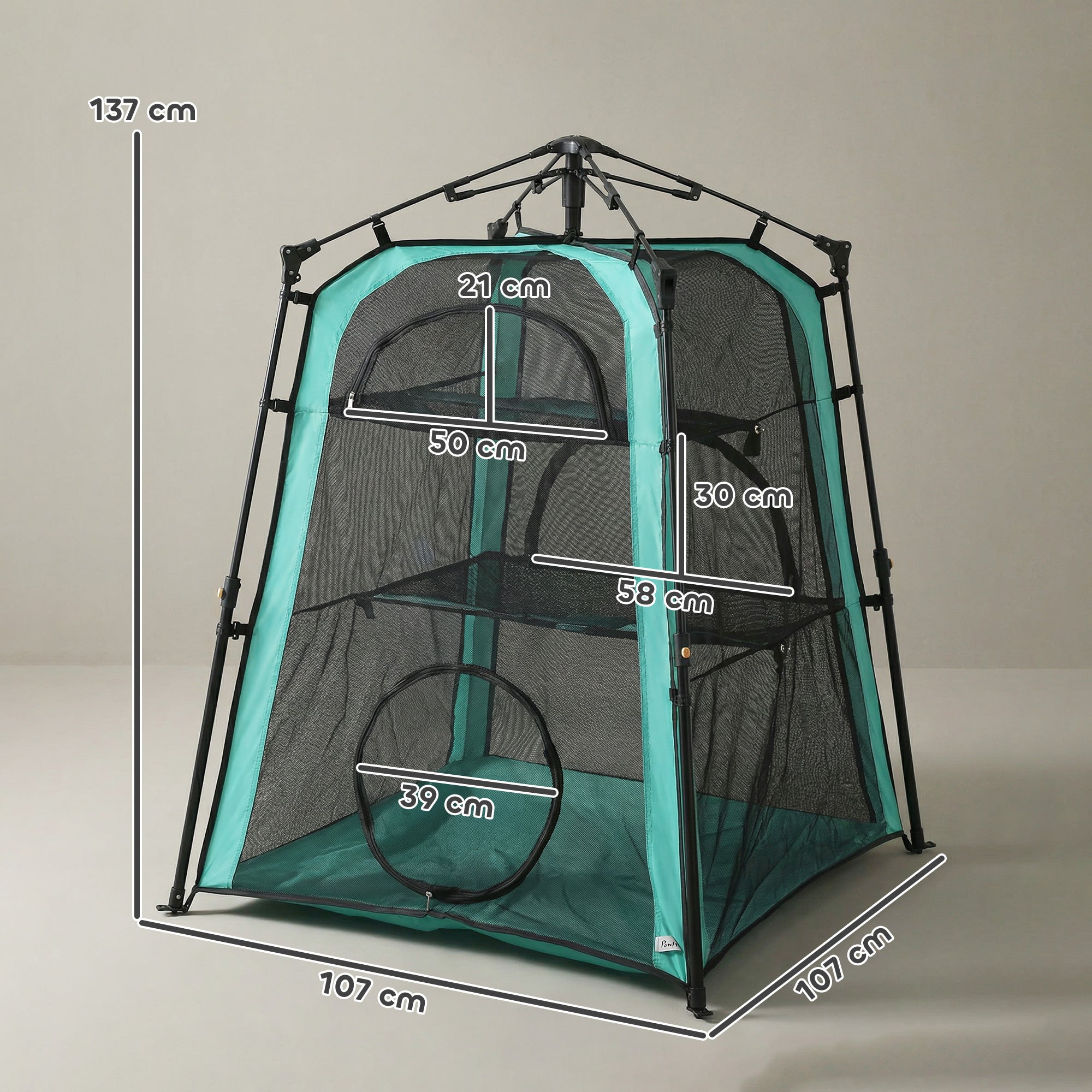 PawHut Cat Tent, 3-Tier Portable Pet Tent for Indoor Outdoor, Cat House with Multi-Door, Carry Bag, Breathable Mesh 