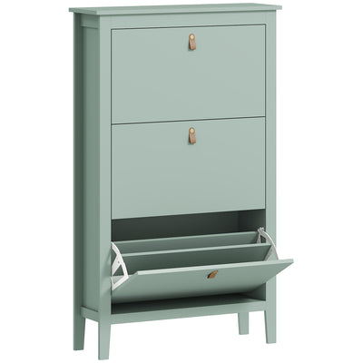HOMCOM Modern Three-Drawer Shoe Cabinet - Green 